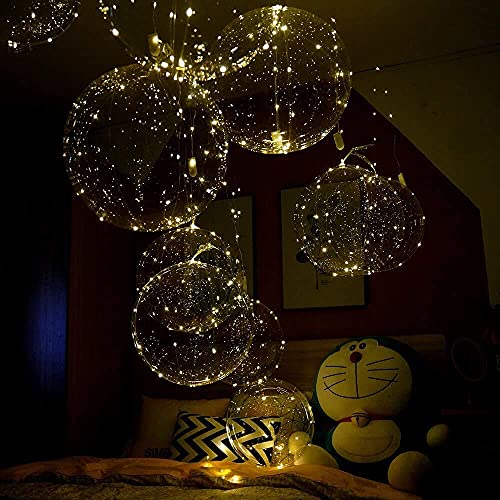 Light Up Led Balloons, 18 Packs Party Balloon Cell Battery Included Inflated Size 22 Inches 3 Modes Flashing String Lights Clear Balloon, for Birthday Wedding Decorations (Warm White)