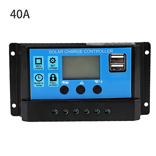 Aramox Solar Charge Controller, 12V-24V MPPT Solar Battery Solar Charge Controller PWM Controller 60A/50A/40A/30A/20A/10A(40A)