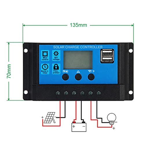 Aramox Solar Charge Controller, 12V-24V MPPT Solar Battery Solar Charge Controller PWM Controller 60A/50A/40A/30A/20A/10A(40A)