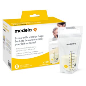 Medela Breast Milk Storage Bags 100 Count and Disposable Nursing Pads 120 Count, Breast Pump Accessories to Help Moms Begin and Continue Breastfeeding