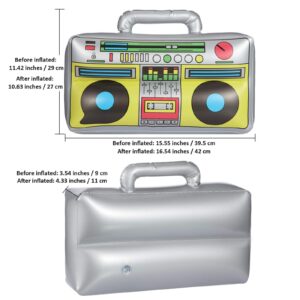 Inflatable Boombox Inflatable Radio Boom Box 80s 90s Party Decorations 16.5 Inches for Rappers Hip Hop Theme Costume Birthdays Party Supplies