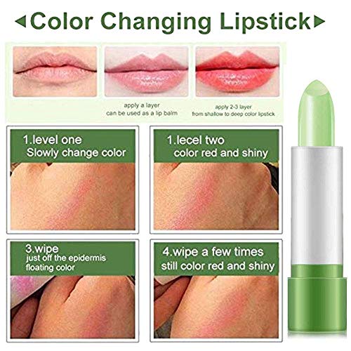 2 Pack Aloe Vera Lipstick, Firstfly Long Lasting Nutritious Lip Balm Lips Moisturizer Magic Temperature Color Change Lip Gloss (Green)