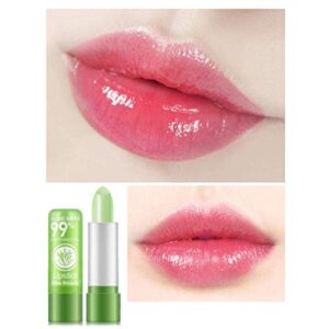 2 Pack Aloe Vera Lipstick, Firstfly Long Lasting Nutritious Lip Balm Lips Moisturizer Magic Temperature Color Change Lip Gloss (Green)