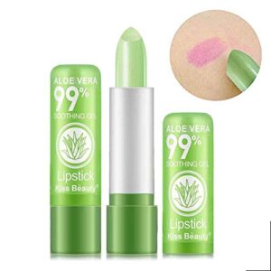 2 Pack Aloe Vera Lipstick, Firstfly Long Lasting Nutritious Lip Balm Lips Moisturizer Magic Temperature Color Change Lip Gloss (Green)