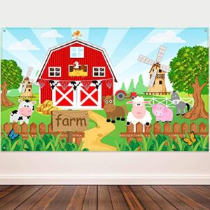 farm animals theme party decorations, farm banner for birthday party supplies kids grass, farm animal background photo banner, 72.8 x 43.3 inches