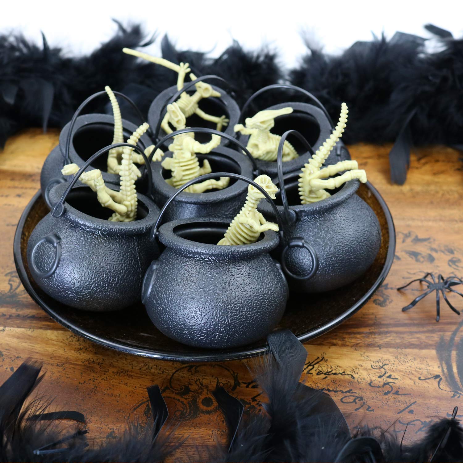 GIFTEXPRESS 12 Pack Mini Cauldron Kettles, Novelty Candy Kettles, Halloween Black Cauldrons Candy Holder, Witches Cauldron, Cauldron Pot Party Favors