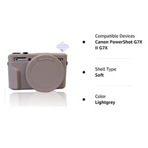 Yisau Case for G7X Mark II Removable Lens Cover, Silicone Cover Rubber Soft Camera Canon PowerShot (Lightgrey)