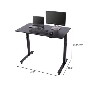 Stand Up Desk Store Electric Adjustable Height Standing Desk with Locking Casters and Furniture Feet (Black Frame/Black Top, 48" Wide)