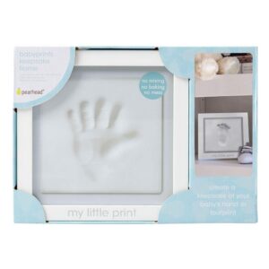 Pearhead Babyprints Clay Keepsake Frame, Newborn Baby Handprint Kit, New Parents Gift, White