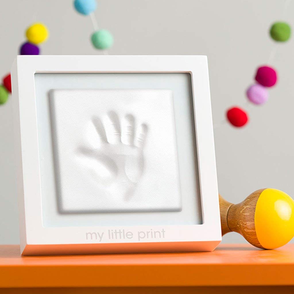 Pearhead Babyprints Clay Keepsake Frame, Newborn Baby Handprint Kit, New Parents Gift, White