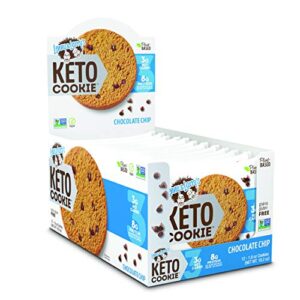lenny & larry's keto cookie, chocolate chip, soft baked, 9g plant protein, 3g net carbs, vegan, non-gmo, 1.6 ounce cookie (pack of 12) packaging may vary