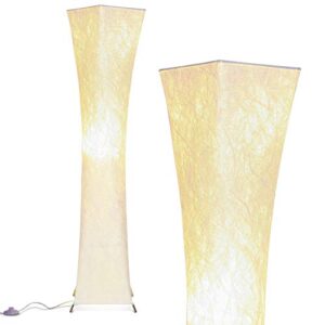 brightech harmony contemporary lamp for boho living rooms & offices, led floor lamp for bedrooms, tall lamp with heavy base, mid-century modern standing lamp for great living room décor – white shade