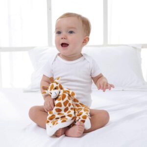 Apricot Lamb Luxury Snuggle Plush Cute Giraffe Infant Stuffed Animals Security Blanket Nursery Character Blanket (Yellow Giraffe, 14 Inches)