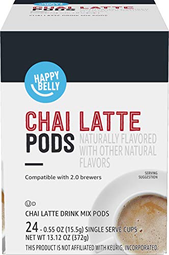Amazon Brand - Happy Belly Tea Pods Compatible with 2.0 K-Cup Brewers, Chai Latte, 24 Count, Pack of 1 (Previously Solimo)