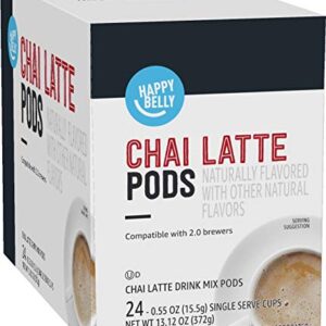 Amazon Brand - Happy Belly Tea Pods Compatible with 2.0 K-Cup Brewers, Chai Latte, 24 Count, Pack of 1 (Previously Solimo)