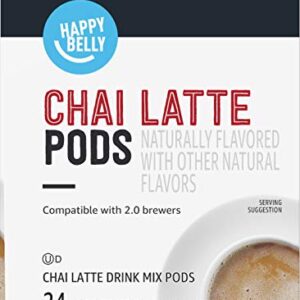 Amazon Brand - Happy Belly Tea Pods Compatible with 2.0 K-Cup Brewers, Chai Latte, 24 Count, Pack of 1 (Previously Solimo)