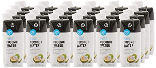 Amazon Brand - Happy Belly Coconut Water, 11.2 fl oz (Pack of 24)