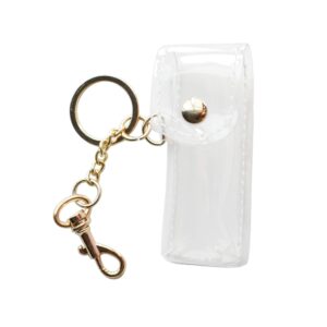 edoblue chapstick keychain holder, clear fashion lipstick case holder lip balm holder with key chain, portable, gift for women girls(1 pack)