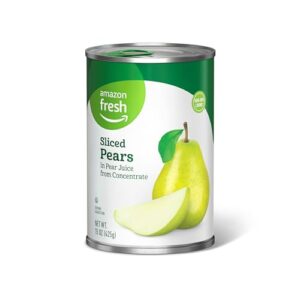 amazon fresh, sliced pears in pear juice from concentrate, 15 oz (previously happy belly, packaging may vary)