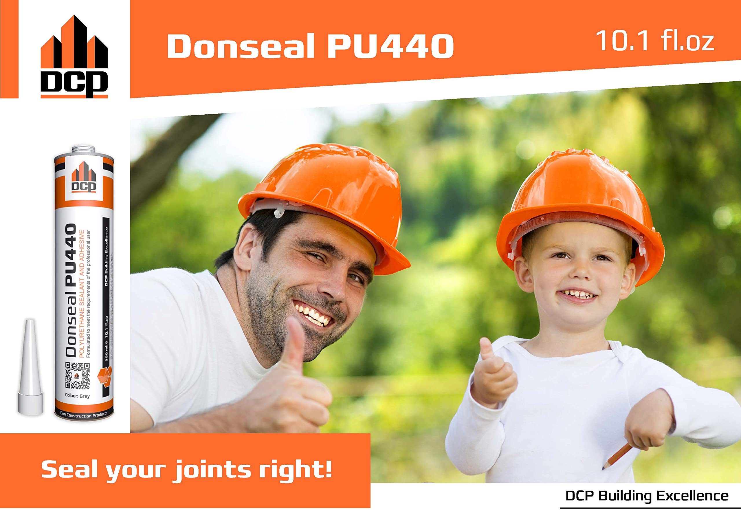 DCP Donseal PU440 Concrete Sealant - Paintable Concrete Expansion Joint Filler - Non-sag Polyurethane Caulk for Joints & Walls - Grey Concrete Sealer 10.1 fl. oz Cartridge