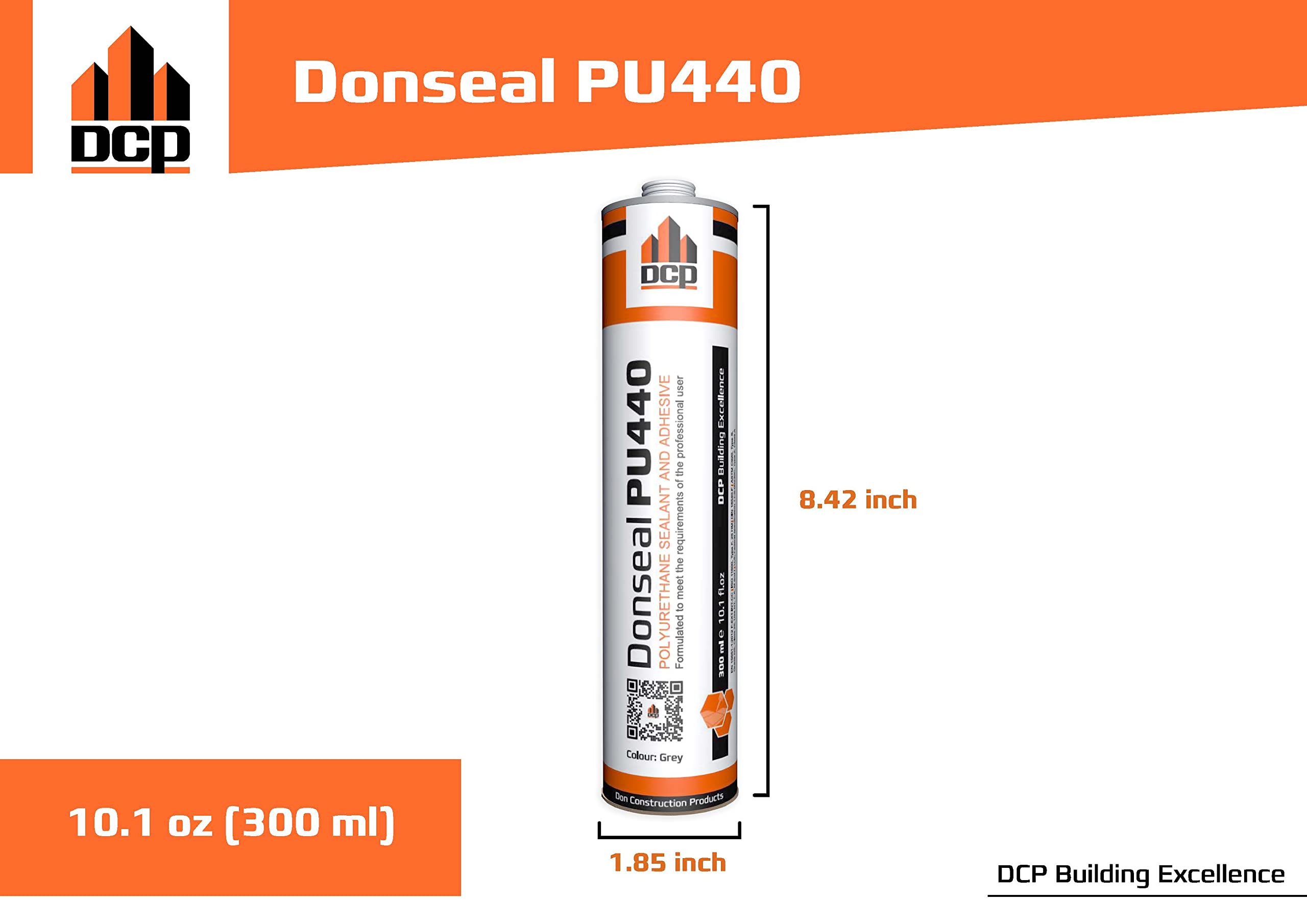 DCP Donseal PU440 Concrete Sealant - Paintable Concrete Expansion Joint Filler - Non-sag Polyurethane Caulk for Joints & Walls - Grey Concrete Sealer 10.1 fl. oz Cartridge