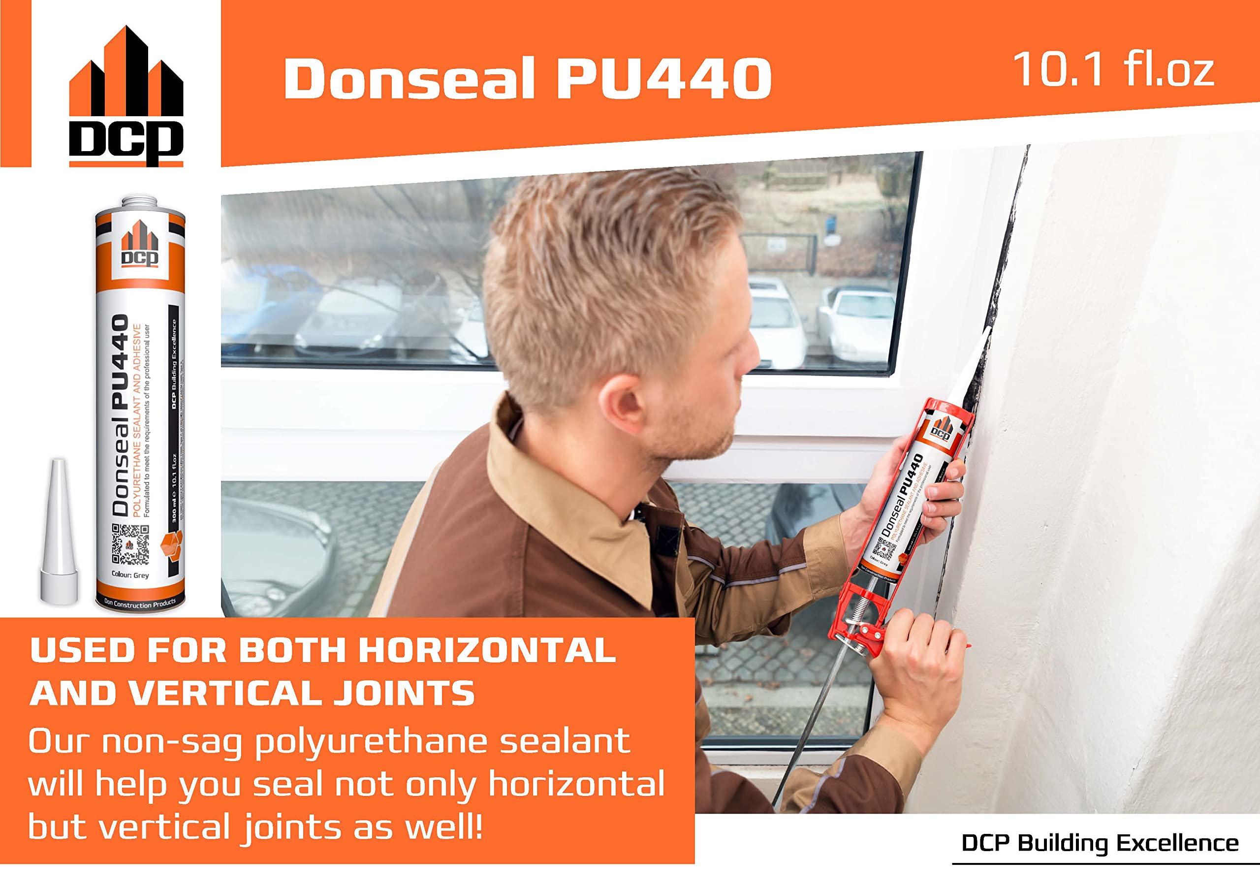 DCP Donseal PU440 Concrete Sealant - Paintable Concrete Expansion Joint Filler - Non-sag Polyurethane Caulk for Joints & Walls - Grey Concrete Sealer 10.1 fl. oz Cartridge