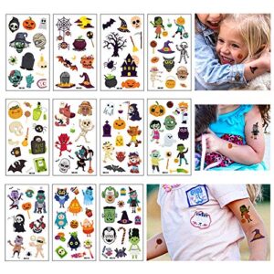 346 pcs halloween temporary tattoos - cupaplay - pumpkin/bats/witch/monster/trick or treat - party goodie bag stuffers favors(33 sheets)