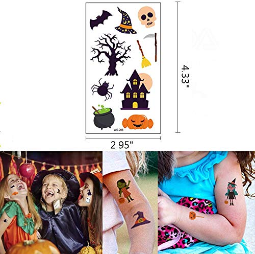 346 PCS Halloween Temporary Tattoos - CupaPlay - Pumpkin/Bats/Witch/Monster/Trick or Treat - Party Goodie Bag Stuffers Favors(33 Sheets)
