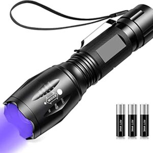 Black Light ,Flashlight, LED UV Torch 2 in 1 Blacklight with 500LM Highlight, 4 Mode, Waterproof for Pet Clothing Food Fungus Detection/Night Fishing/Travel