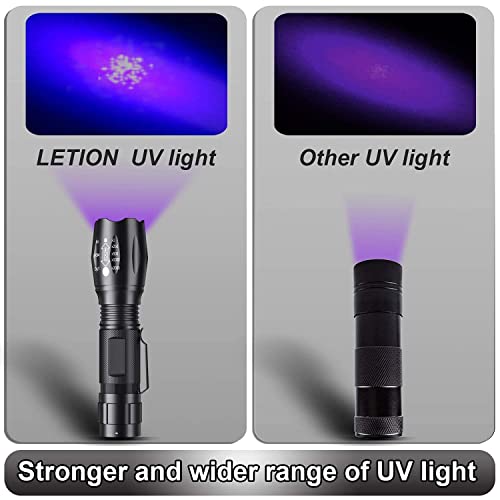 Black Light ,Flashlight, LED UV Torch 2 in 1 Blacklight with 500LM Highlight, 4 Mode, Waterproof for Pet Clothing Food Fungus Detection/Night Fishing/Travel
