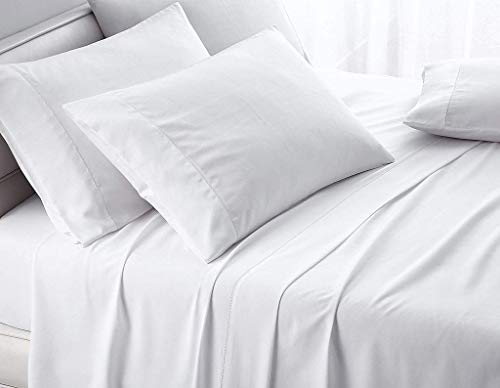 6 Piece Hotel Luxury Soft Cotton Premium Bed Sheets Set, Deep Pockets, Bedding Set White Solid, King/Standard - 76" x 80" Fits Mattress Upto 30-35 inches 620-TC