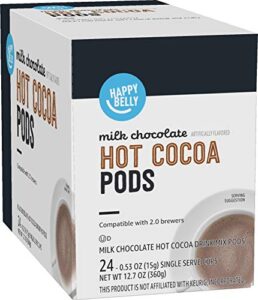 amazon brand - happy belly hot cocoa pods, milk chocolate, 24 count, pack of 1