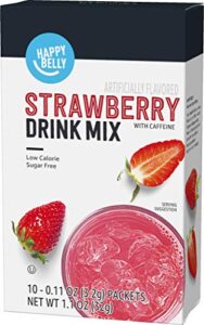 amazon brand - happy belly drink mix singles, strawberry with caffeine, 1.1 ounce (pack of 1) (previously solimo)