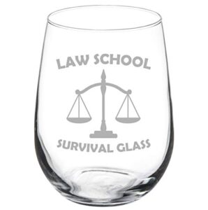 wine glass goblet law school survival glass lawyer paralegal funny (17 oz stemless)