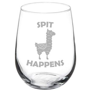 wine glass goblet spit happens funny llama (17 oz stemless)