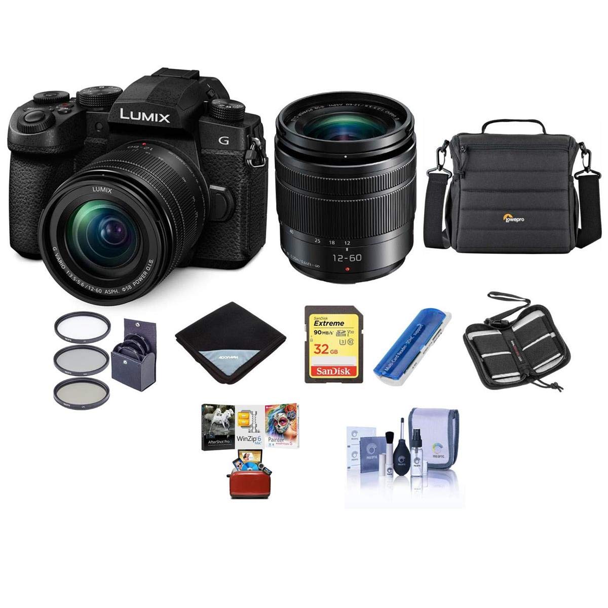 Panasonic Lumix DC-G95 Mirrorless Camera with 12-60mm f/3.5-5.6 Lumix G Power OIS Lens, Black - Bundle with Camera Case, 32GB SDHC U3 Card, 58mm Filter Kit, Cleaning Kit, Mac Software Pack and More