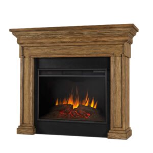 Real Flame Emerson 56" Grande Electric Fireplace, Free-Standing with Mantel & Real Wood Finish