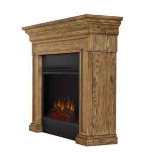 Real Flame Emerson 56" Grande Electric Fireplace, Free-Standing with Mantel & Real Wood Finish