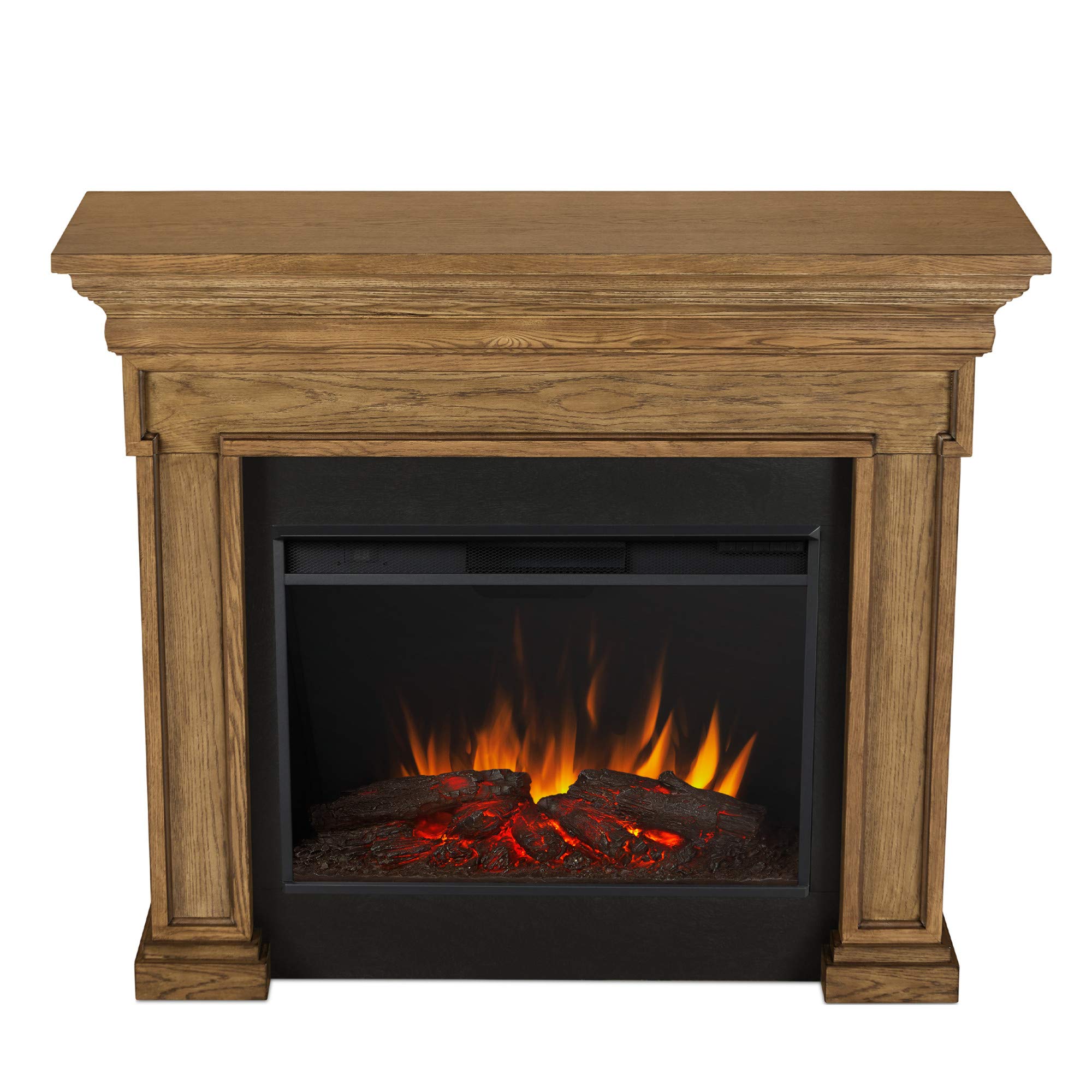 Real Flame Emerson 56" Grande Electric Fireplace, Free-Standing with Mantel & Real Wood Finish