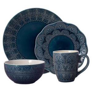 pfaltzgraff havana dinnerware set (16 piece), blue