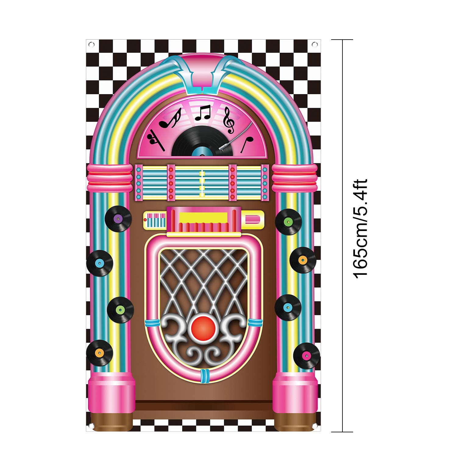 Jukebox Cutout Banner 50's Rock and Roll Banner Backdrop Birthday Party Decoration Baby Shower Birthday Party Supplies