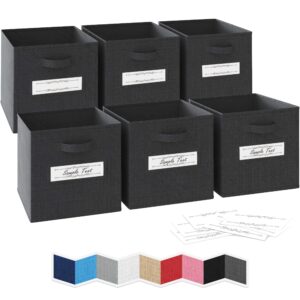 cube storage baskets for organizing - 13x13 inch - set of 6 heavy-duty storage cubes for storage and organization. makes the perfect bins for cubby storage boxes or cube storage organizer (dark grey)