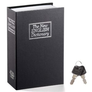 book safe with key lock – jssmst home dictionary diversion safe lock box safe metal box, black large, sm-bs004bl