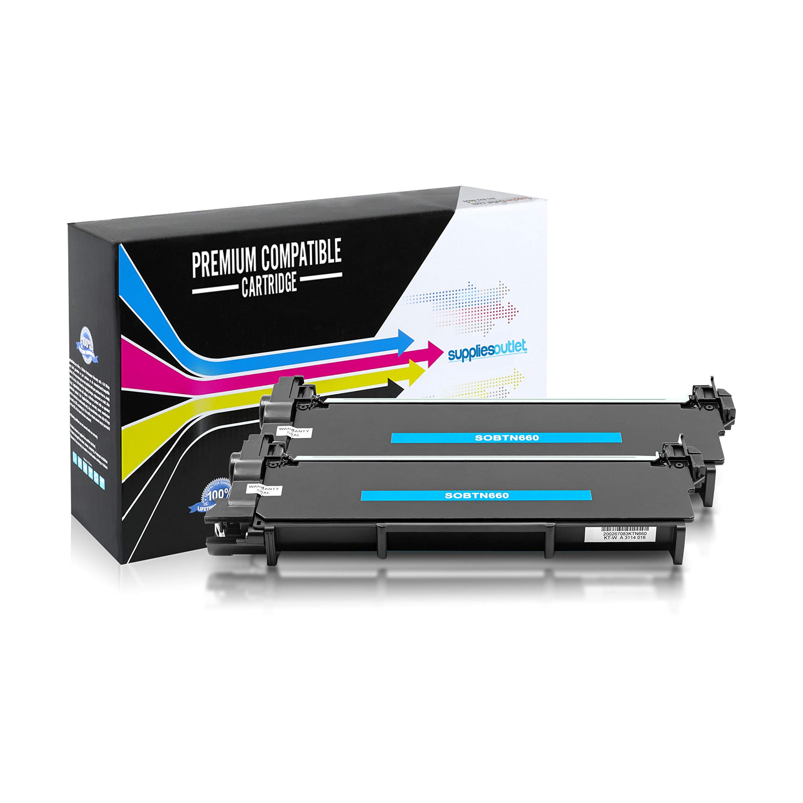 SuppliesOutlet Replacement for Brother TN660 TN-660 Toner Cartridge Compatible Toner (2 Pack Black)