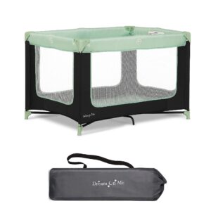 dream on me zodiak portable playard in mint, lightweight, packable and easy setup baby playard, breathable mesh sides and soft fabric - comes with a removable padded mat
