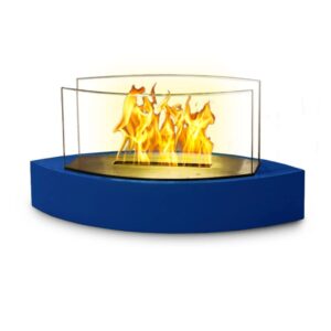 anywhere fireplace lexington tabletop fireplace, portable ventless liquid bio-ethanol fireplace, modern elegant tabletop smokeless fire feature for indoor or outdoor use (blue)