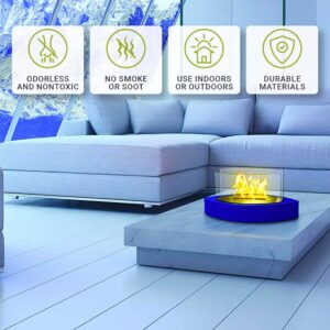 Anywhere Fireplace Lexington Tabletop Fireplace, Portable Ventless Liquid Bio-Ethanol Fireplace, Modern Elegant Tabletop Smokeless Fire Feature for Indoor or Outdoor Use (Blue)