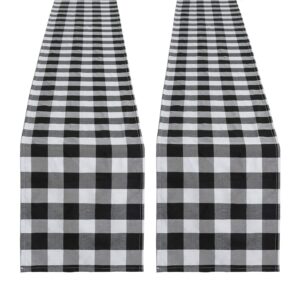 black and white plaid table runner 2 pieces 13 x 108 inch buffalo check table runner wedding table runner christmas party outdoor gathering decorations