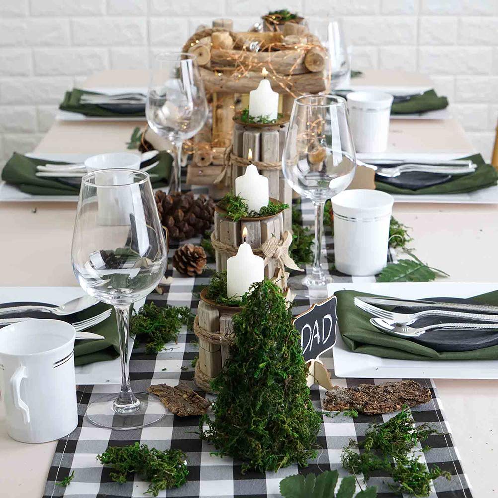 Black and White Plaid Table Runner 2 Pieces 13 x 108 Inch Buffalo Check Table Runner Wedding Table Runner Christmas Party Outdoor Gathering Decorations