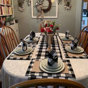 Black and White Plaid Table Runner 2 Pieces 13 x 108 Inch Buffalo Check Table Runner Wedding Table Runner Christmas Party Outdoor Gathering Decorations